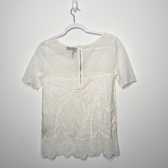 The Kooples Women’s Off White 100% Silk Scallop Blouse Size S - Picture 6 of 10